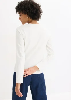 Mujer bonprix bonprix Camiseta de manga larga de algodón orgánico con estampado decorativo