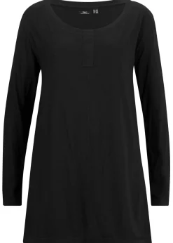 bonprix bonprix Camisetas>Camiseta de manga larga de mezcla de viscosa y algodón Negro