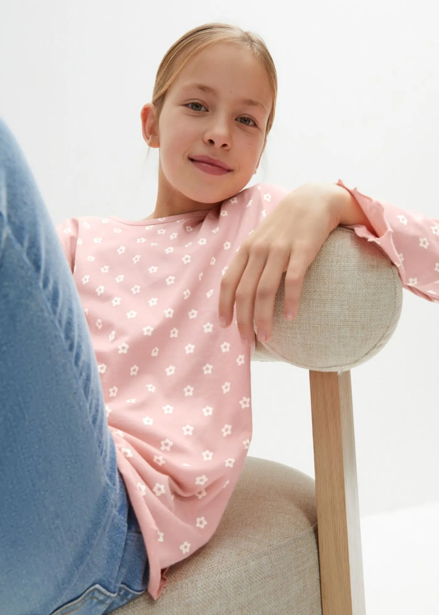 bonprix bonprix Ropa 9 A 16 Años·Camisetas Y Camisas|Ropa 9 A 16 Años·Packs De Ropa>Camiseta de manga larga de algodón orgánico (3 unidades) rosa oscuro+natural jaspeado+rosa pálido