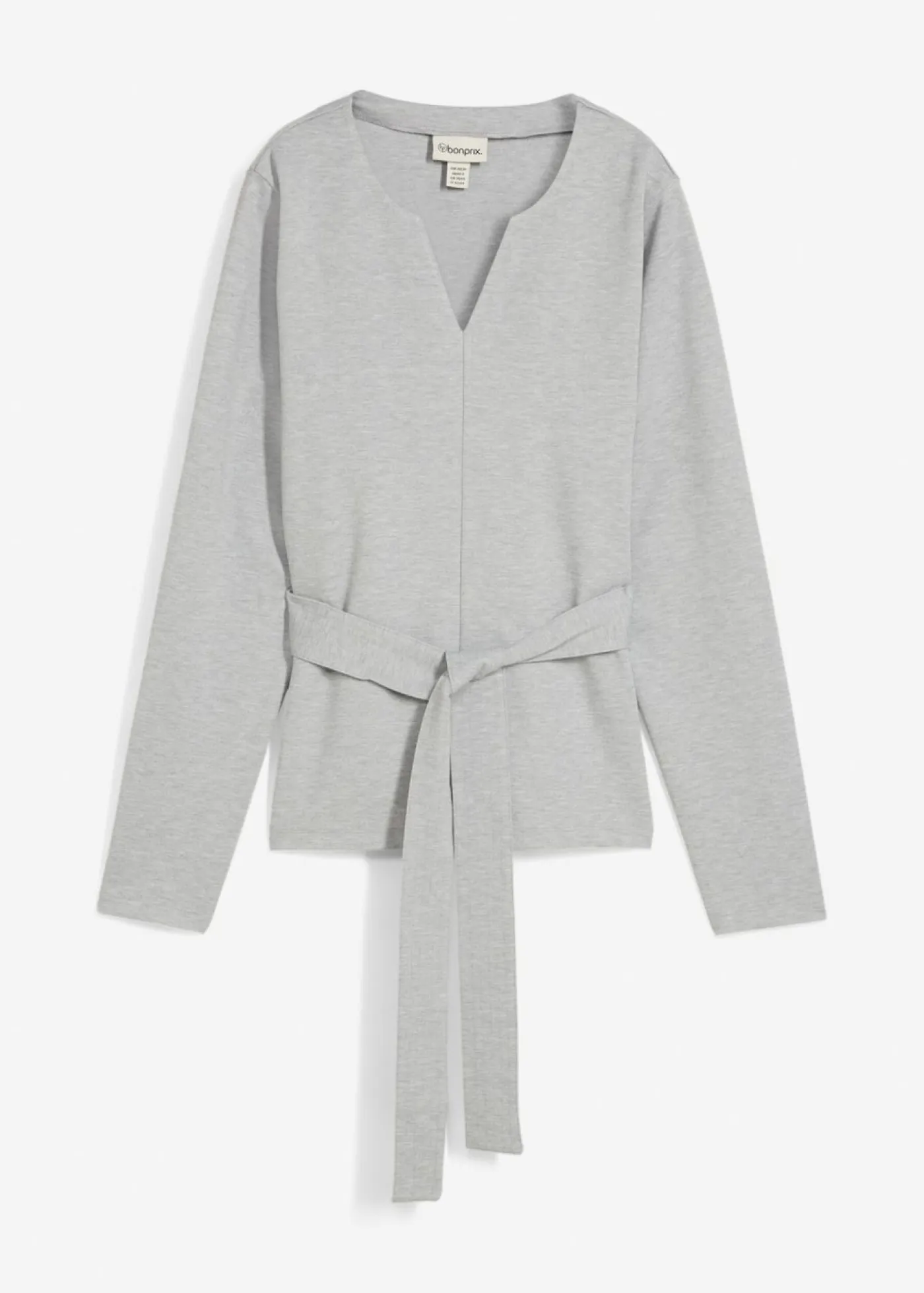 Mujer bonprix bonprix Camiseta de manga larga de mezcla de viscosa con cinta ancha para atar