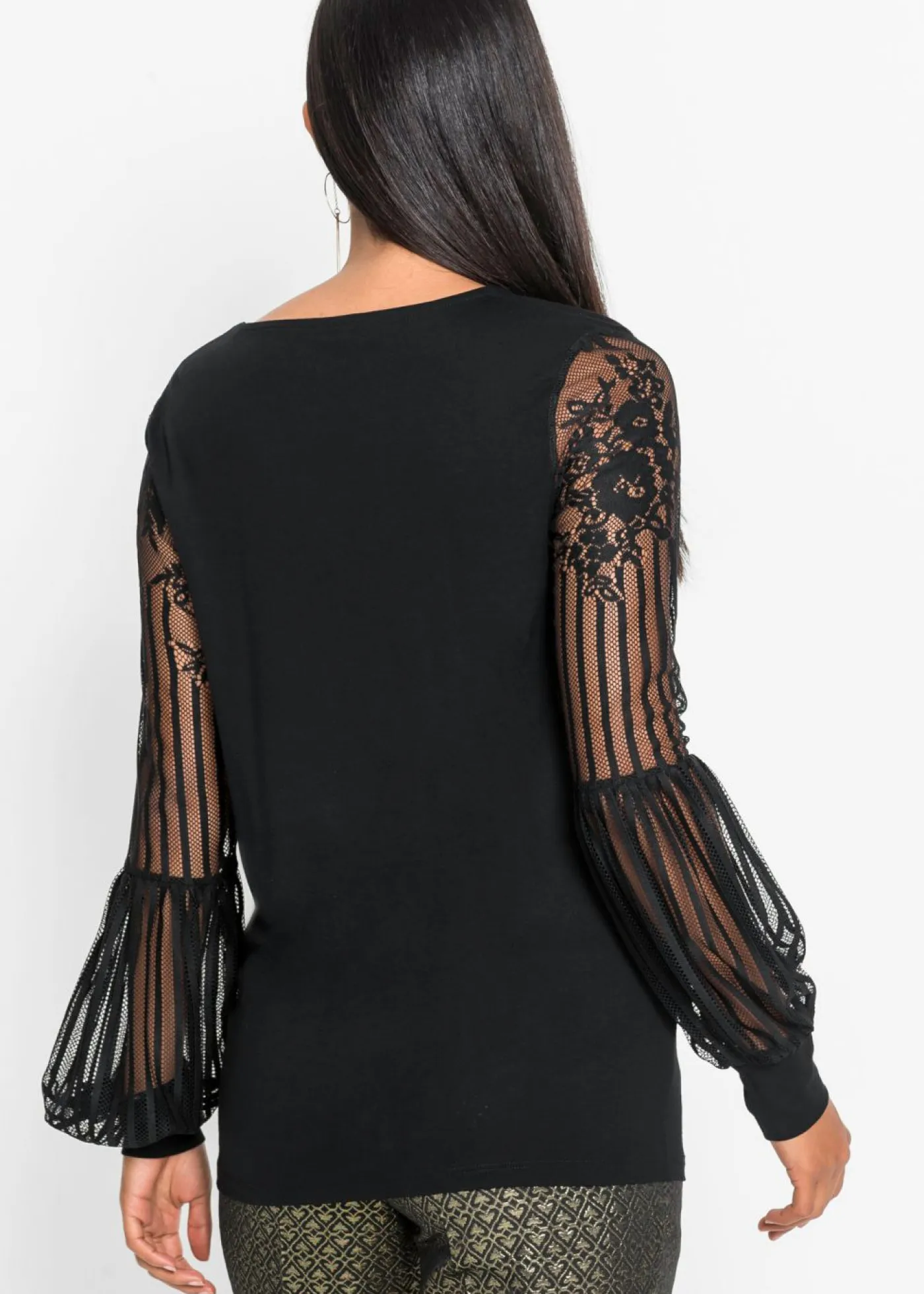 bonprix bonprix Camisetas>Camiseta de manga larga de mezcla de viscosa Negro