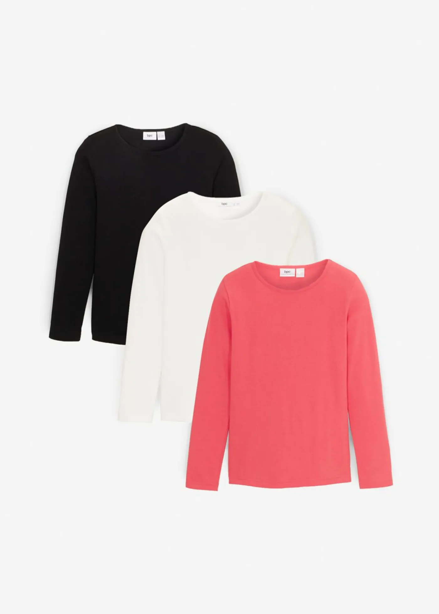 bonprix bonprix Ropa 9 A 16 Años·Camisetas Y Camisas|Ropa 9 A 16 Años·Packs De Ropa>Camiseta de manga larga de algodón puro (3 unidades) negro+naranja oscuro+frambuesa