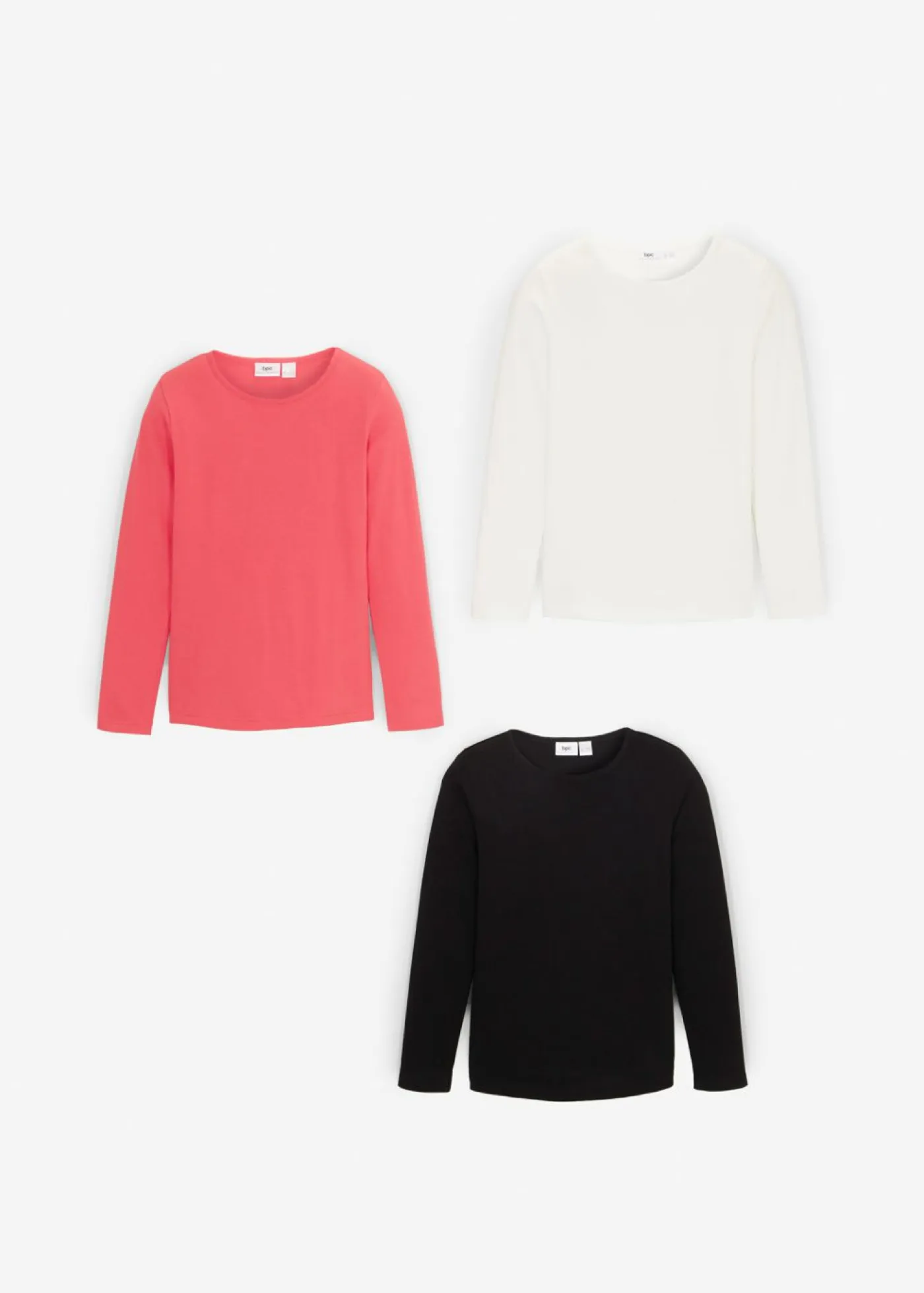 bonprix bonprix Ropa 9 A 16 Años·Camisetas Y Camisas|Ropa 9 A 16 Años·Packs De Ropa>Camiseta de manga larga de algodón puro (3 unidades) negro+naranja oscuro+frambuesa