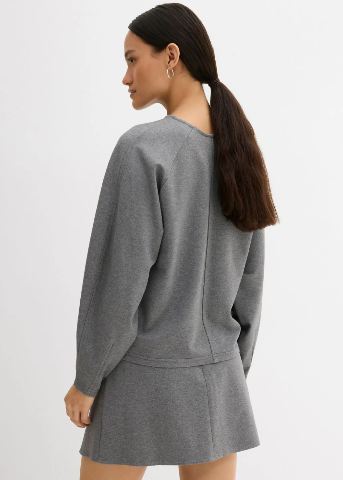 bonprix bonprix Esenciales|Camisetas>Camiseta de manga larga de cómodo Punto di Roma Gris jaspeado