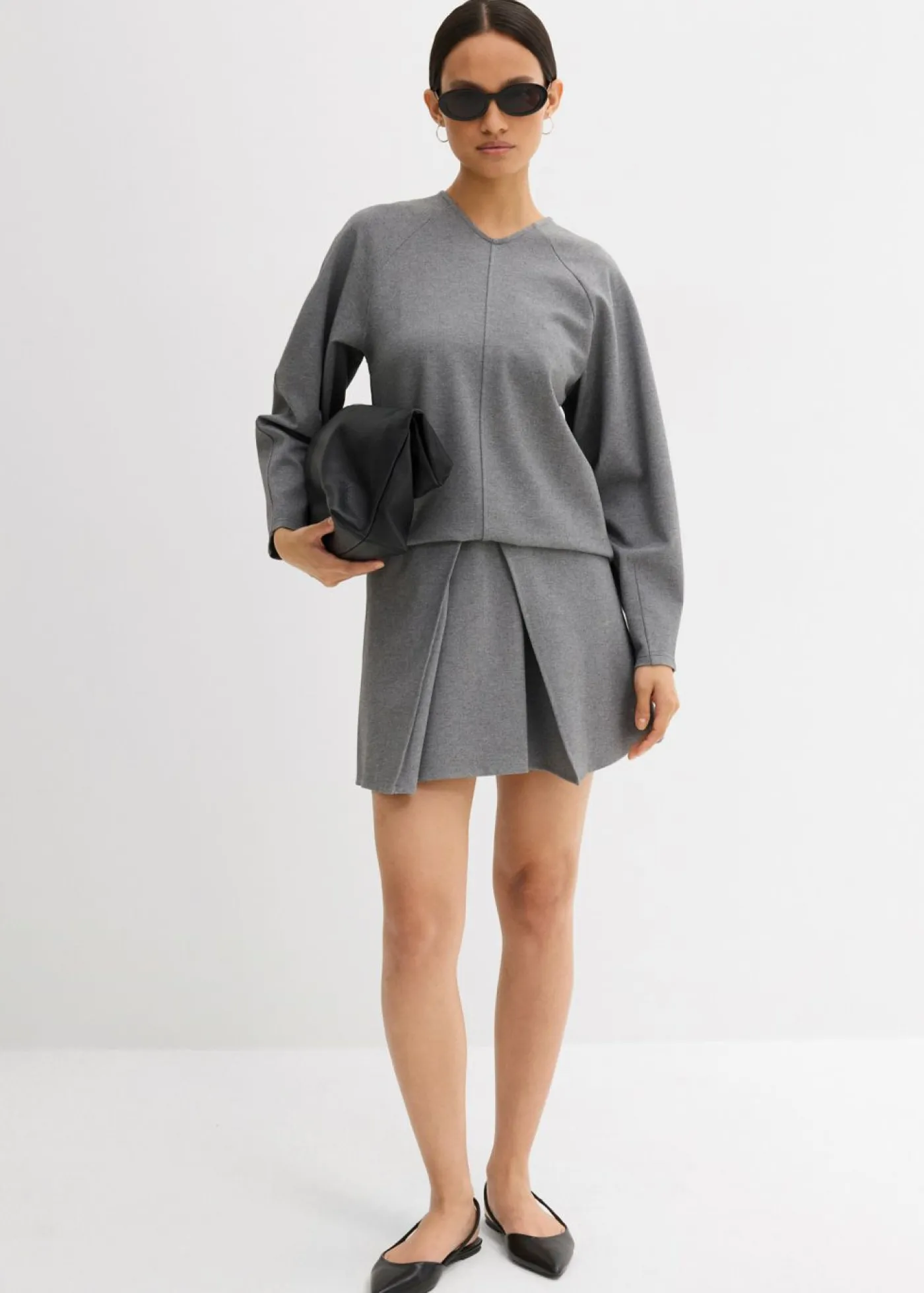 bonprix bonprix Esenciales|Camisetas>Camiseta de manga larga de cómodo Punto di Roma Gris jaspeado