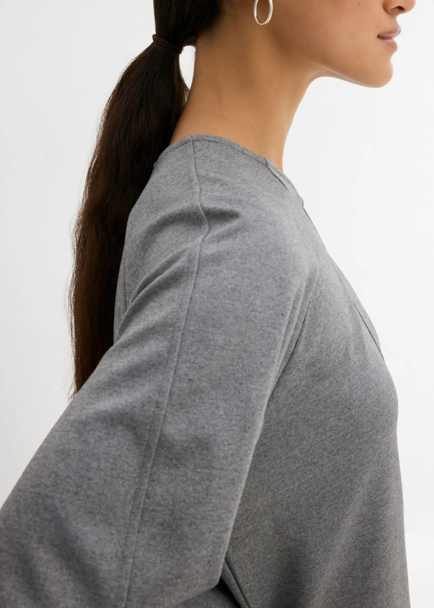 bonprix bonprix Esenciales|Camisetas>Camiseta de manga larga de cómodo Punto di Roma Gris jaspeado