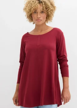 bonprix bonprix Camisetas>Camiseta de manga larga de mezcla de viscosa y algodón Ciruela