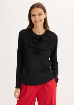 Mujer bonprix bonprix Camiseta de manga larga de crepé estructurado