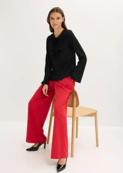 Mujer bonprix bonprix Camiseta de manga larga de crepé estructurado