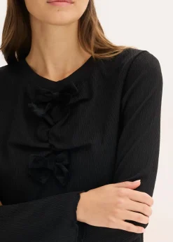 Mujer bonprix bonprix Camiseta de manga larga de crepé estructurado