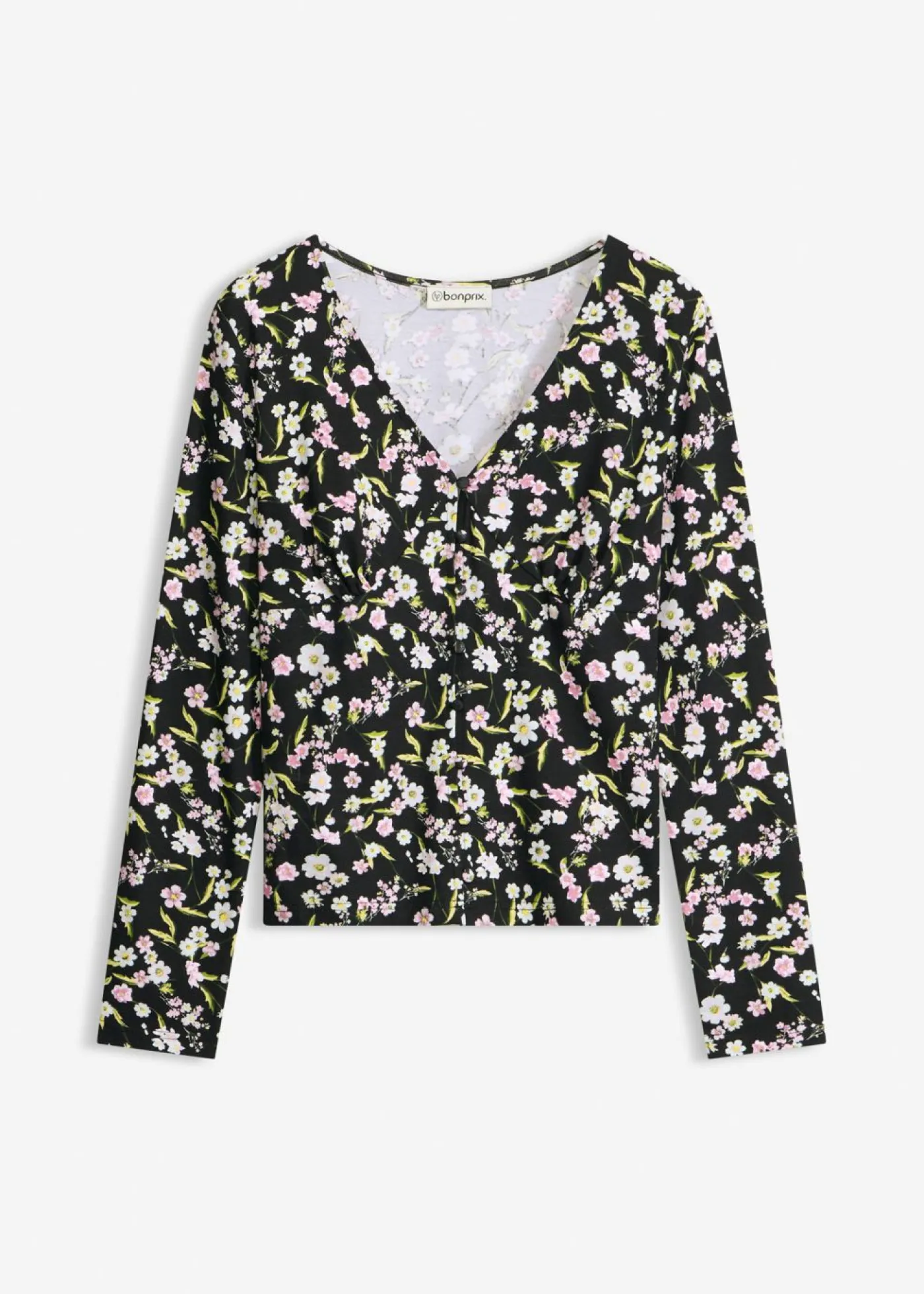 bonprix bonprix Camisetas|Novedades>Camiseta de manga larga de mezcla de algodón Negro