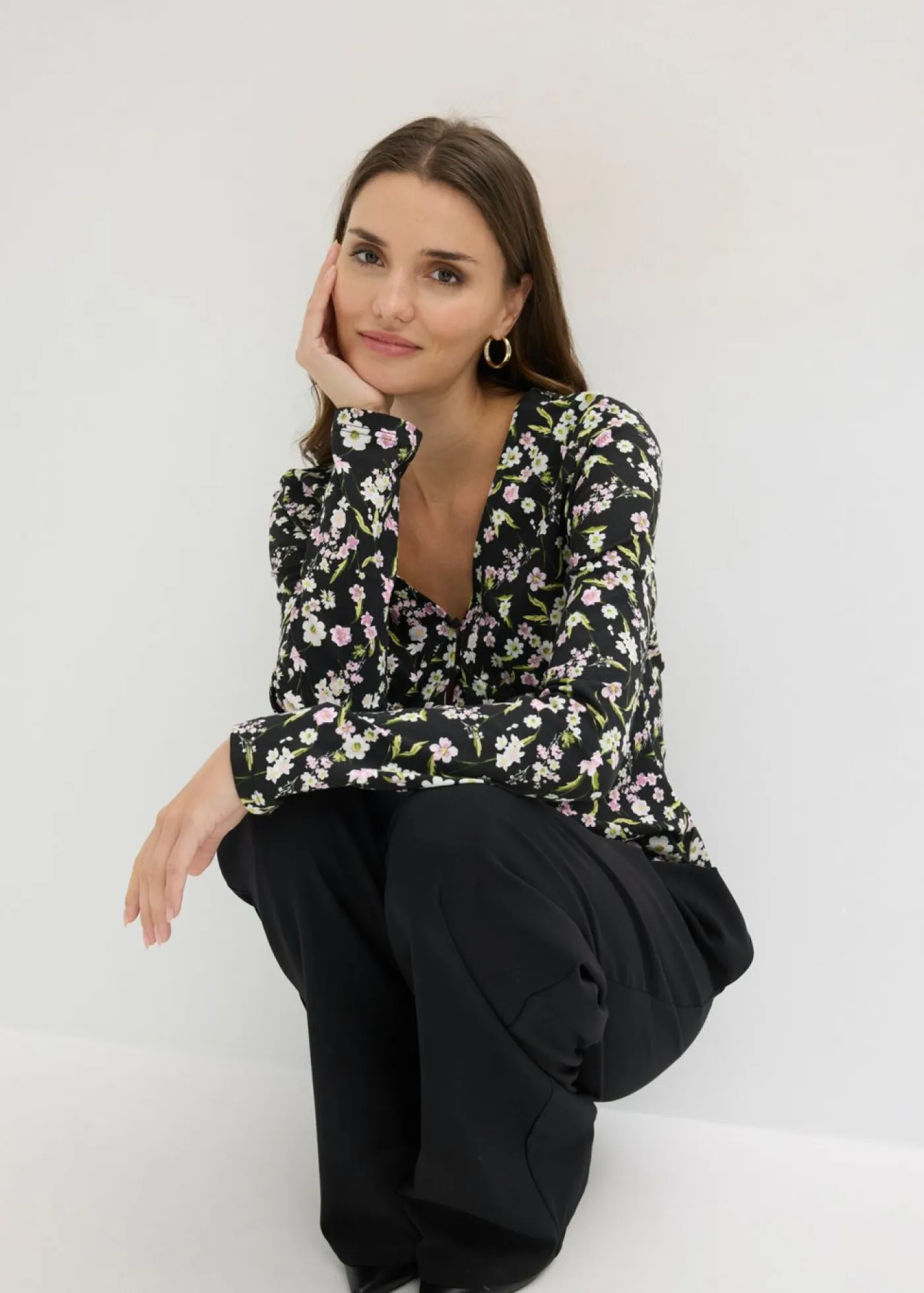 bonprix bonprix Camisetas|Novedades>Camiseta de manga larga de mezcla de algodón Negro