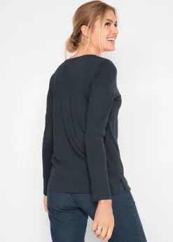 Mujer bonprix bonprix Camiseta de manga larga en algodón con estampado de búho