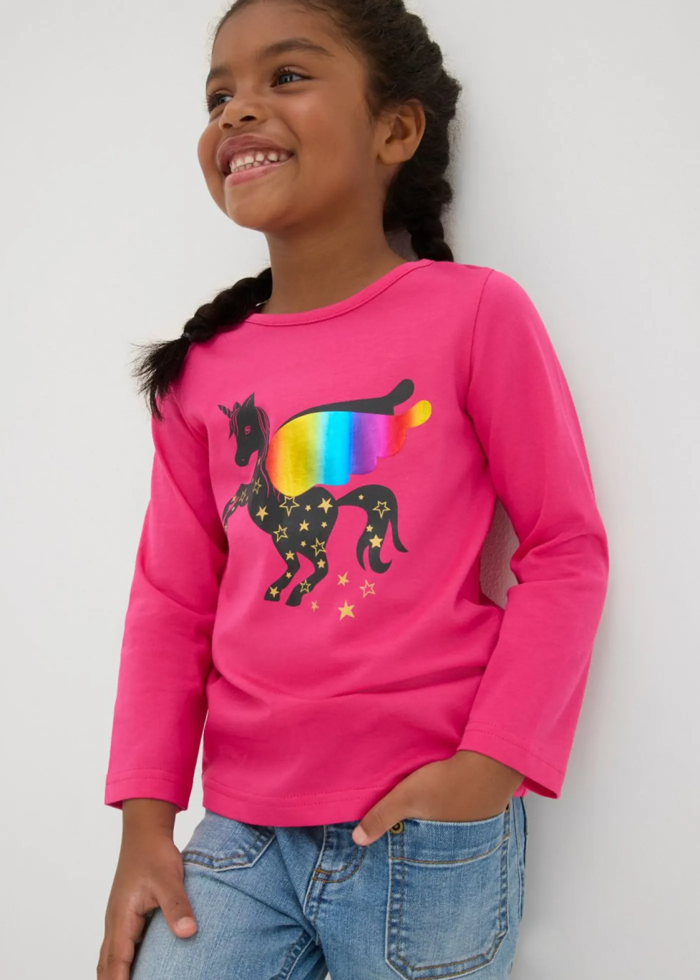 bonprix bonprix Ropa 2 A 9 Años·Camisetas|Ropa 2 A 9 Años·Multipack>Camiseta de manga larga para niña (2 unidades) azur+pink lady