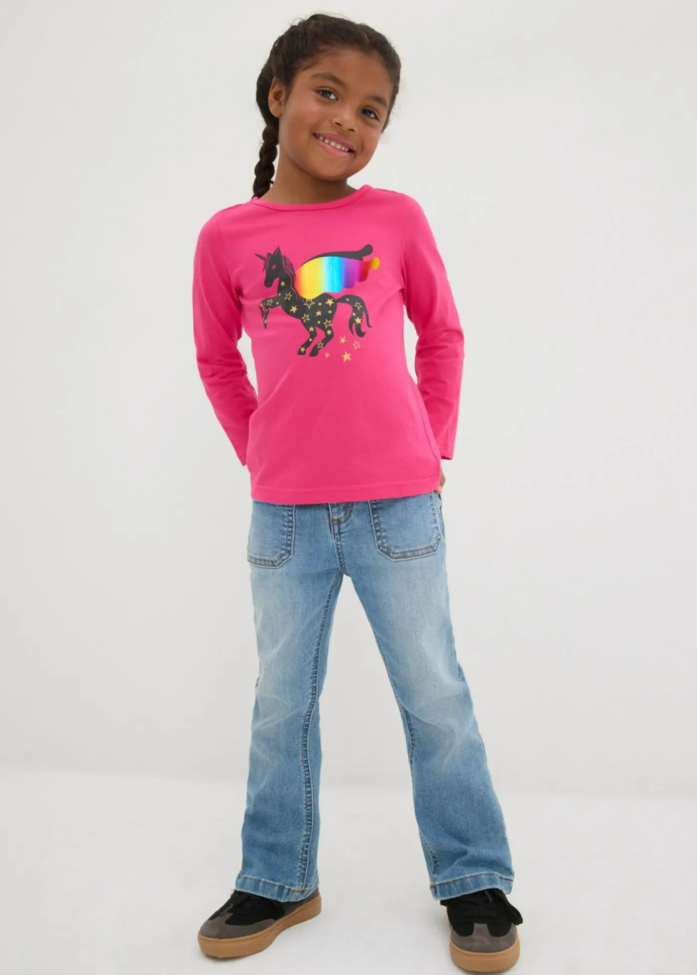 bonprix bonprix Ropa 2 A 9 Años·Camisetas|Ropa 2 A 9 Años·Multipack>Camiseta de manga larga para niña (2 unidades) azur+pink lady