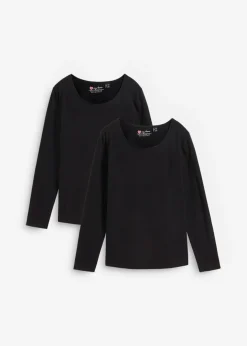 bonprix bonprix Básicos|Camisetas>Camiseta de manga larga (2 unidades) Negro-negro