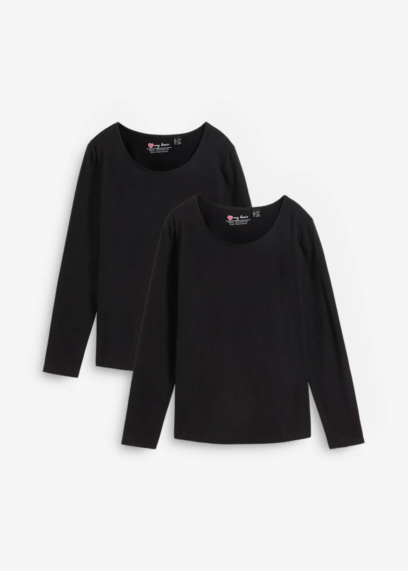 bonprix bonprix Básicos|Camisetas>Camiseta de manga larga (2 unidades) Negro-negro