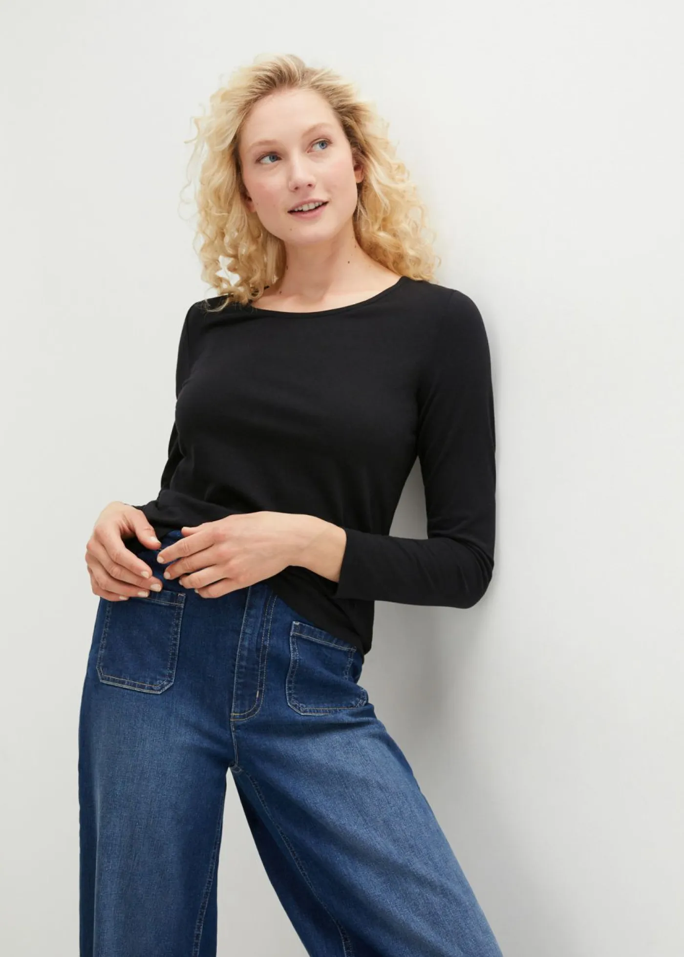 bonprix bonprix Básicos|Camisetas>Camiseta de manga larga (2 unidades) Negro-negro