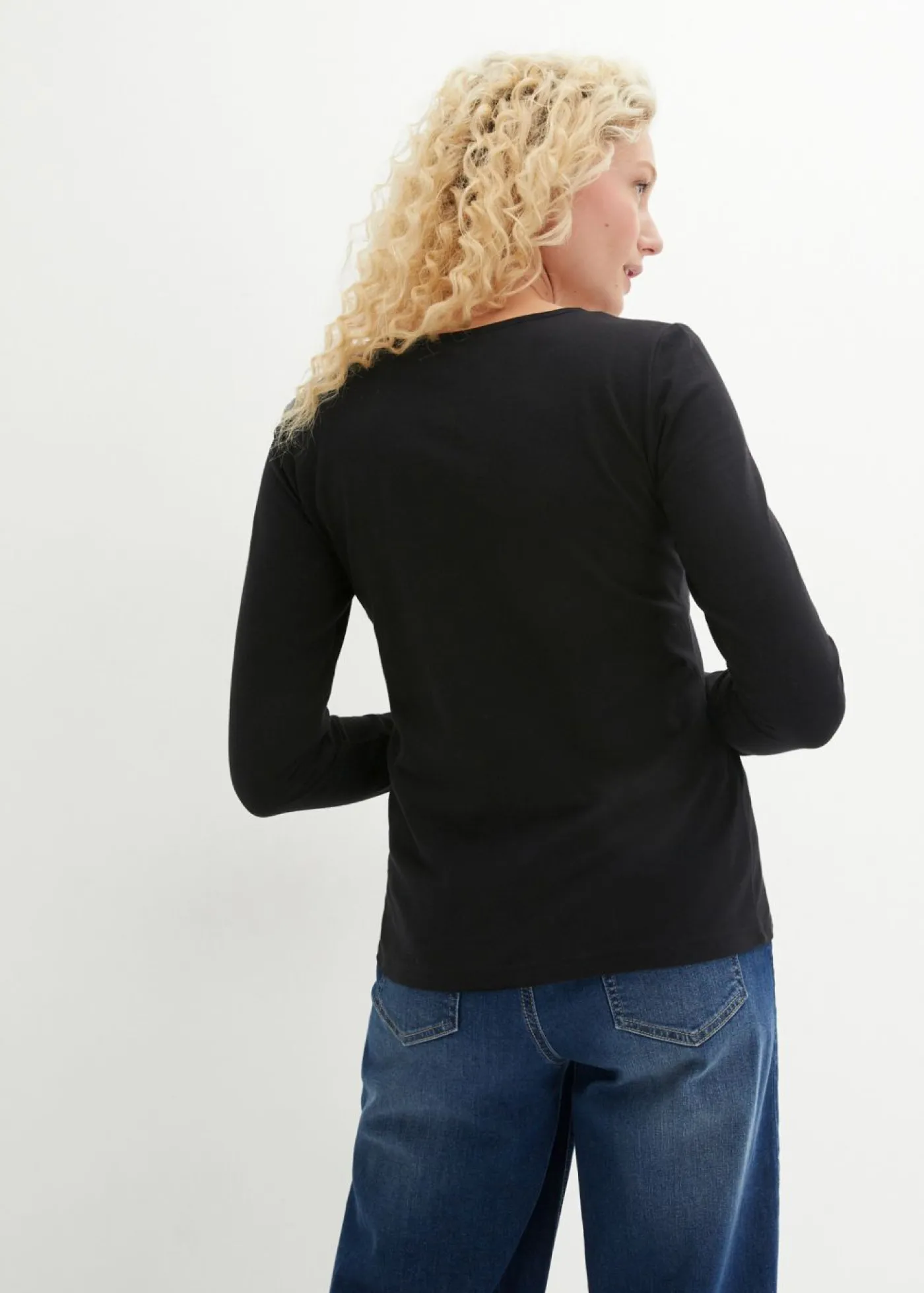 bonprix bonprix Básicos|Camisetas>Camiseta de manga larga (2 unidades) Negro-negro