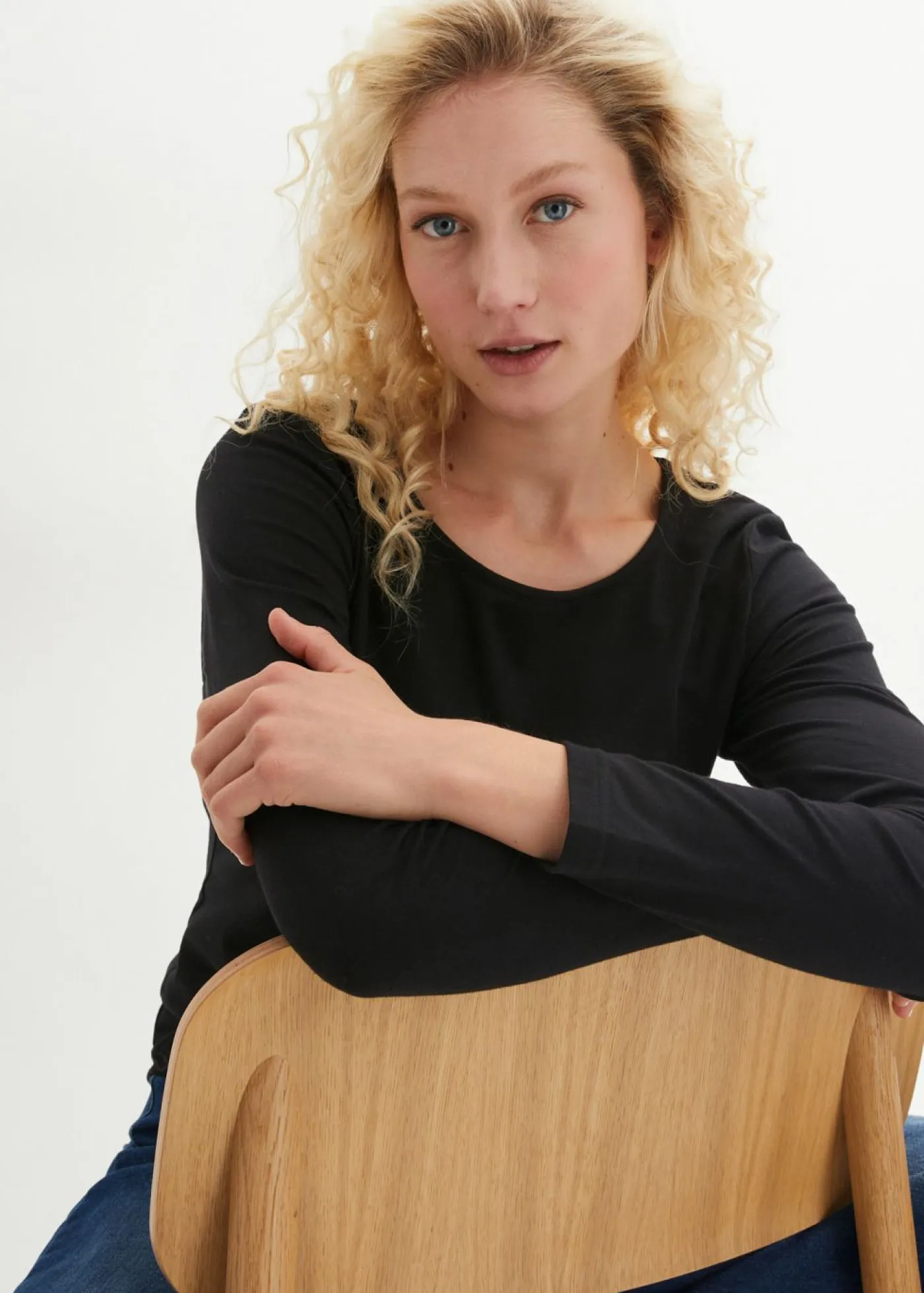 bonprix bonprix Básicos|Camisetas>Camiseta de manga larga (2 unidades) Negro-negro