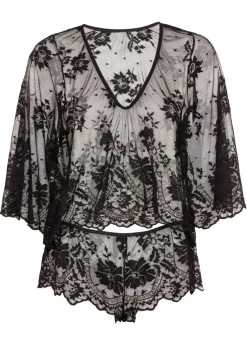 bonprix VENUS Corsés|Lencería>Camiseta de manga larga y braga (2 unidades) Negro