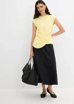 Mujer bonprix bonprix Camiseta de mezcla de viscosa con dobladillo asimétrico