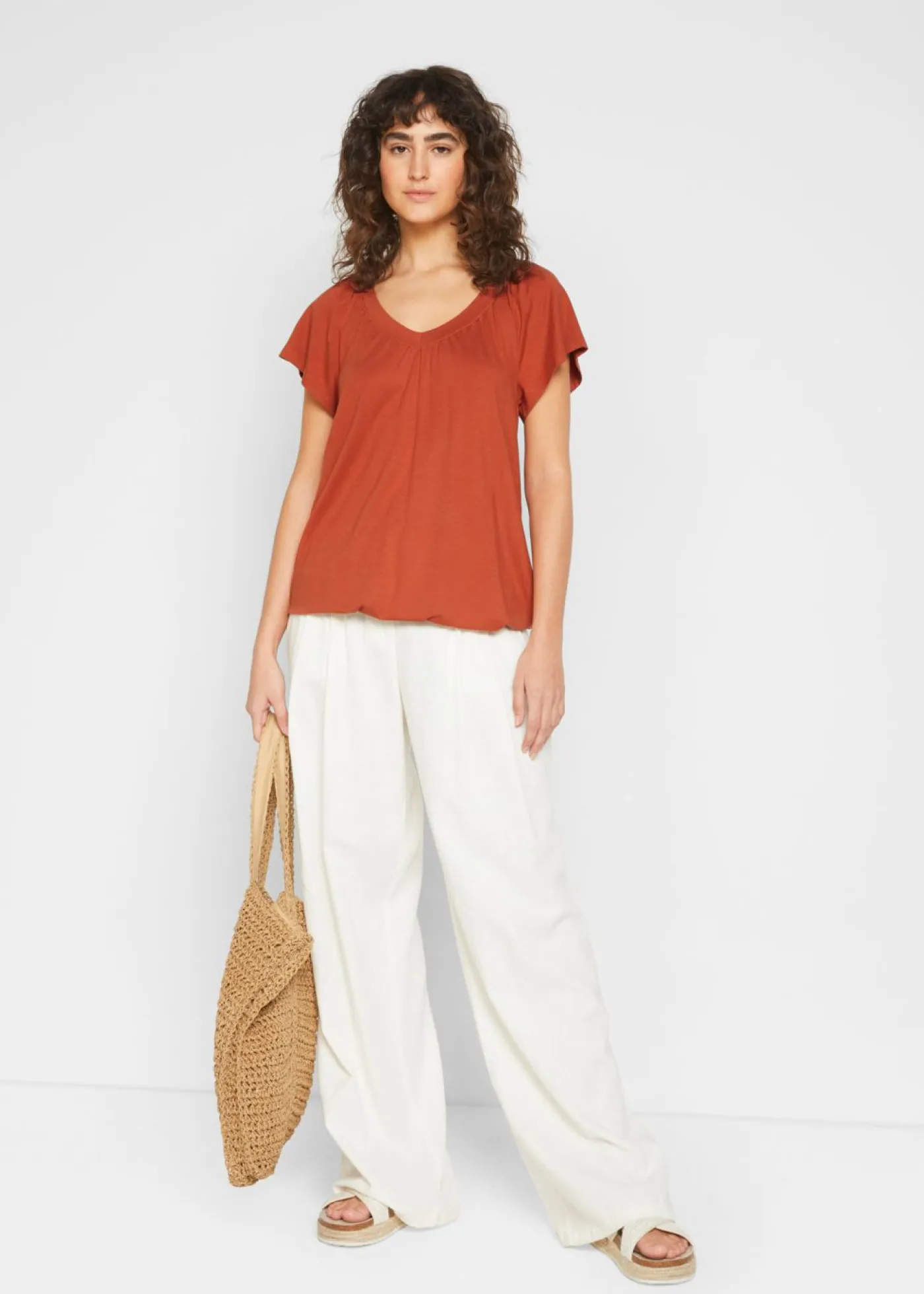 bonprix bonprix Camisetas|Novedades>Camiseta de mezcla de viscosa caoba