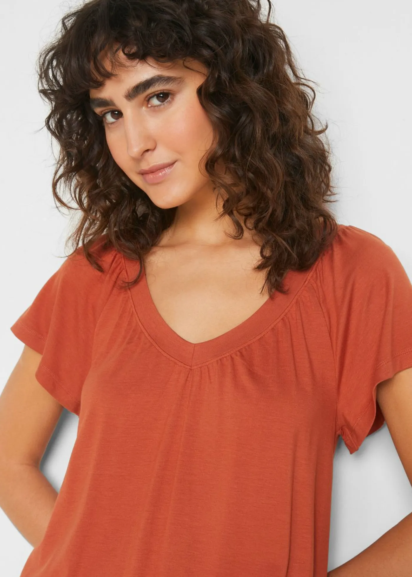 bonprix bonprix Camisetas|Novedades>Camiseta de mezcla de viscosa caoba