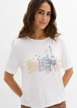 bonprix bonprix Camisetas>Camiseta de mezcla de viscosa Blanco