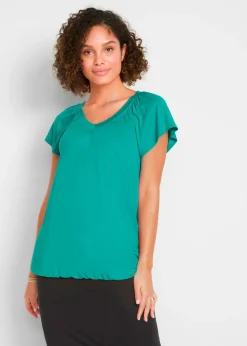 bonprix bonprix Camisetas|Novedades>Camiseta de mezcla de viscosa Esmeralda