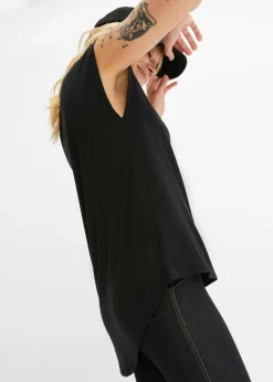 Mujer bonprix bonprix Camiseta de mezcla de viscosa fluida con dobladillo asimétrico