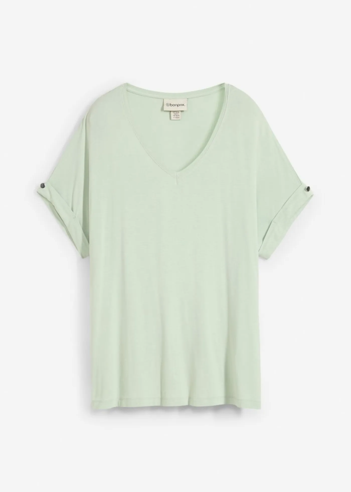 bonprix bonprix Camisetas>Camiseta de mezcla de viscosa fluida Verde pastel