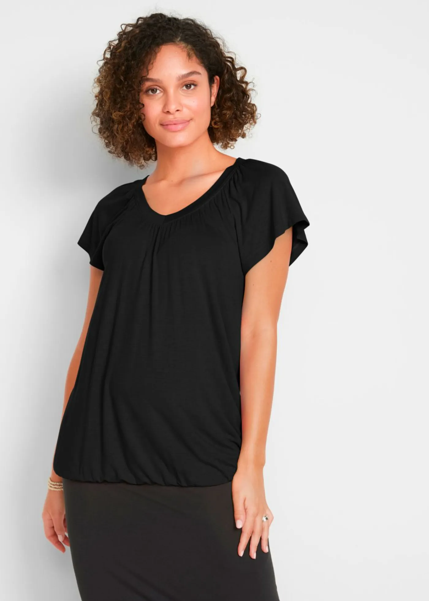 bonprix bonprix Camisetas|Novedades>Camiseta de mezcla de viscosa Negro