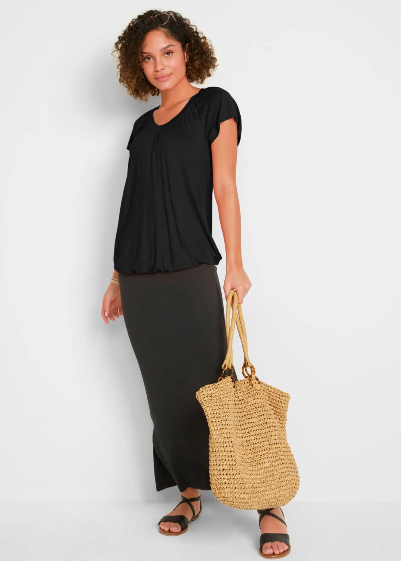 bonprix bonprix Camisetas|Novedades>Camiseta de mezcla de viscosa Negro