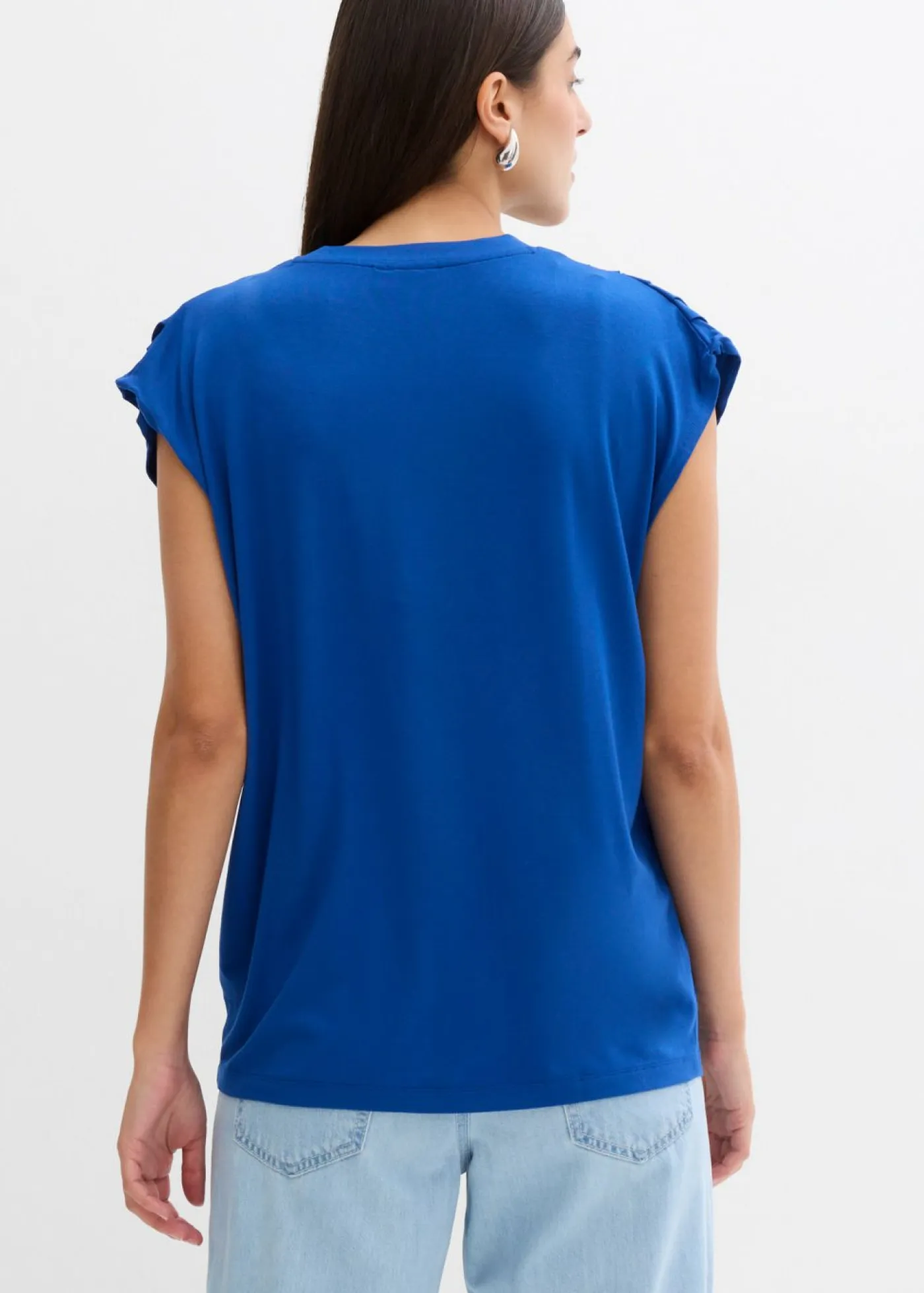 bonprix bonprix Camisetas>Camiseta de mezcla de viscosa fluida azul genciana