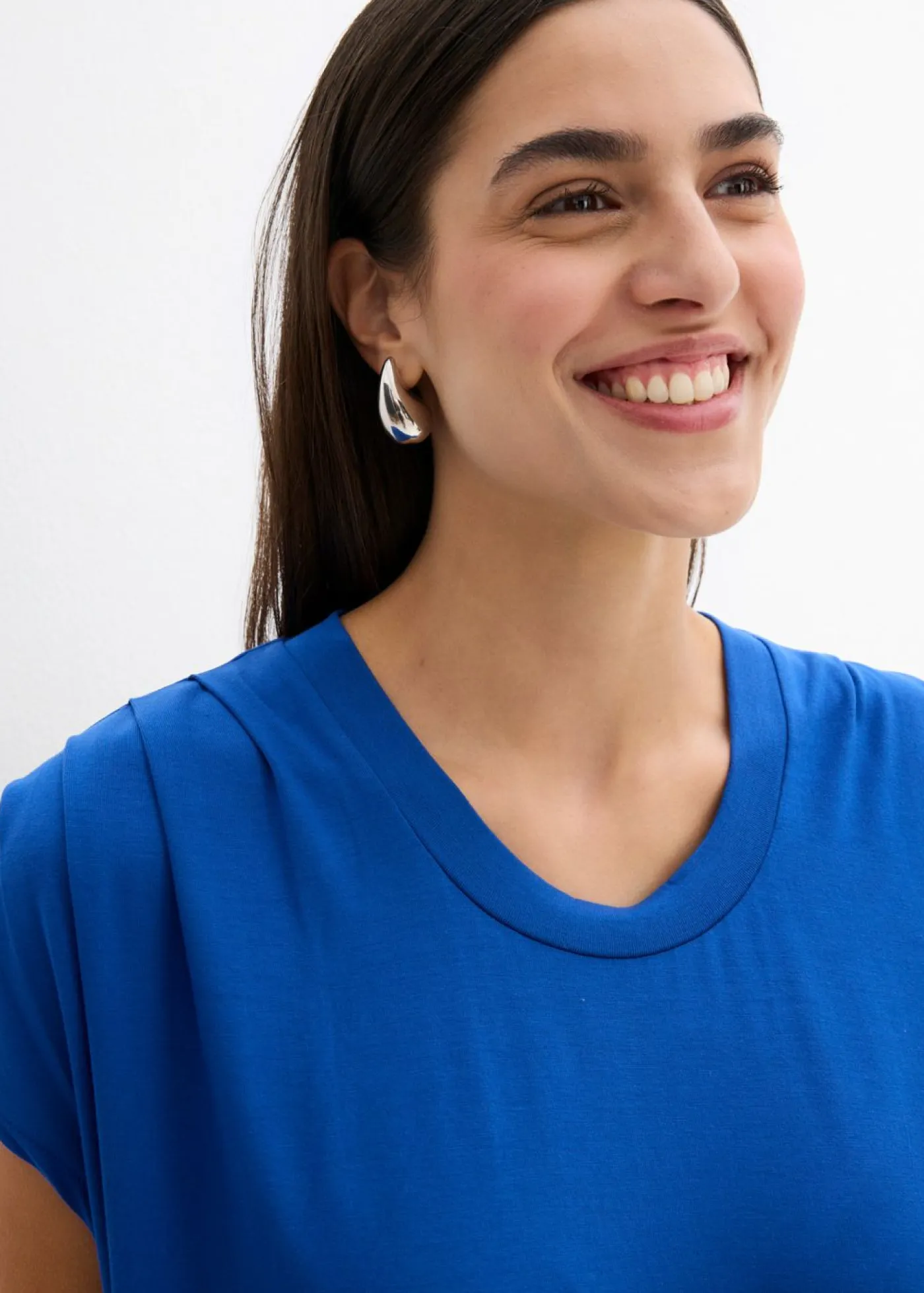 bonprix bonprix Camisetas>Camiseta de mezcla de viscosa fluida azul genciana