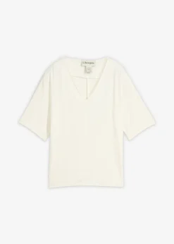 bonprix bonprix Camisetas>Camiseta de mezcla de viscosa Blanco lana