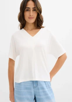 bonprix bonprix Camisetas>Camiseta de mezcla de viscosa Blanco lana