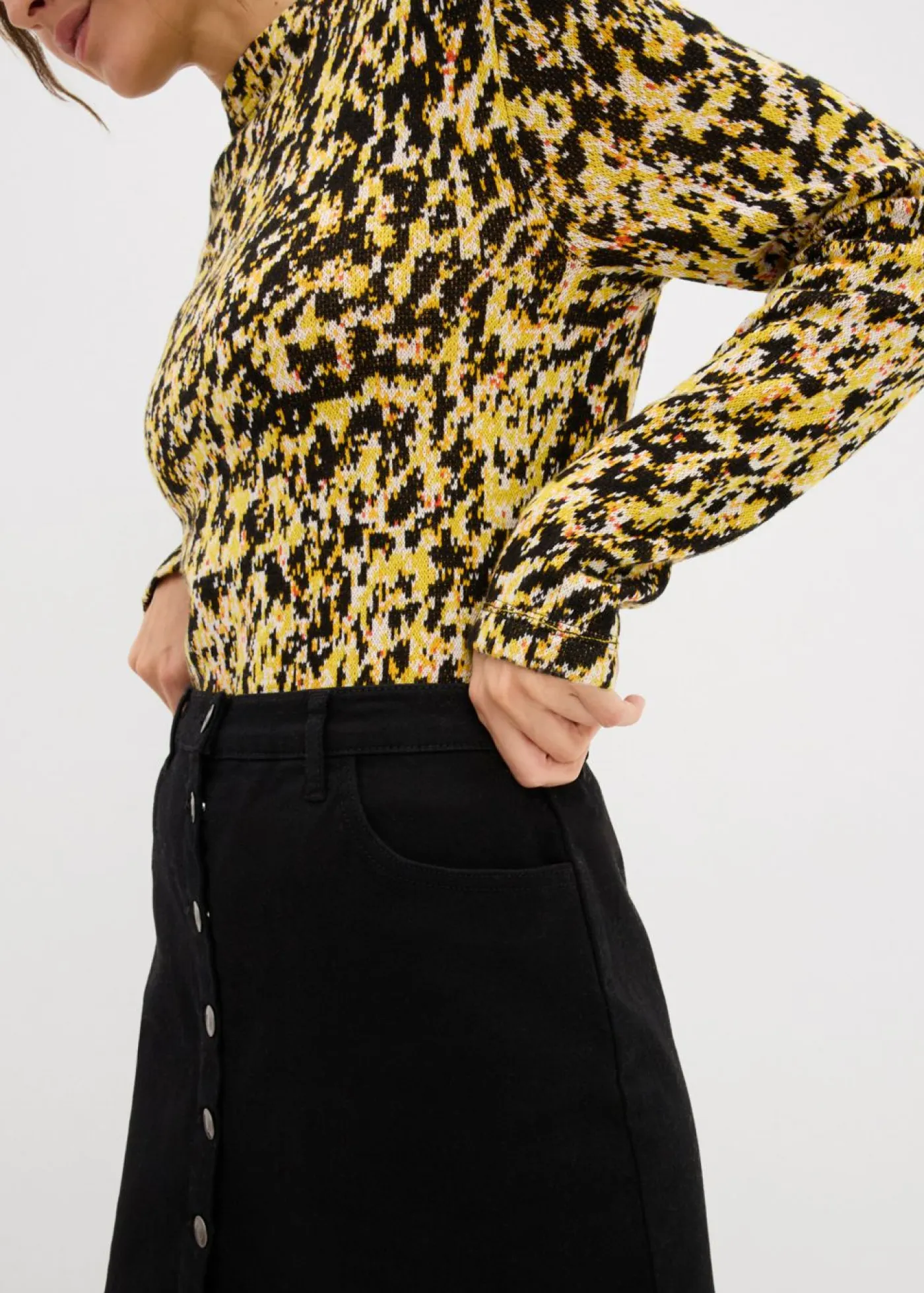 bonprix bonprix Camisetas|Ropa De Punto>Camiseta de punto ajustada Negro