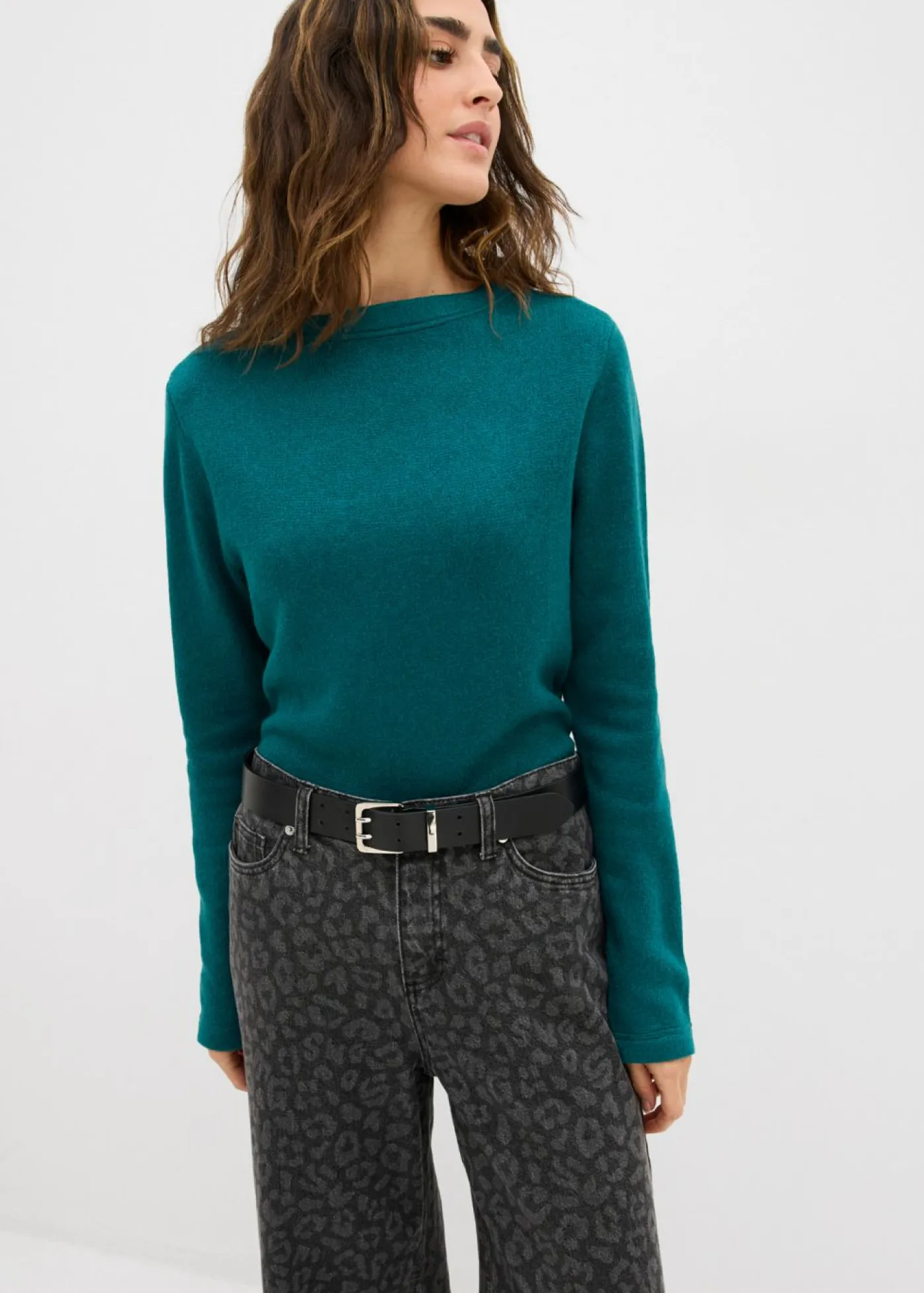 bonprix bonprix Camisetas|Ropa De Punto>Camiseta de punto ajustada Azul petróleo