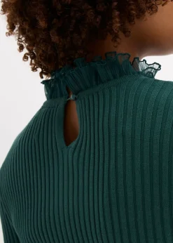 Mujer bonprix bonprix Camiseta de punto fino con volantes de gasa