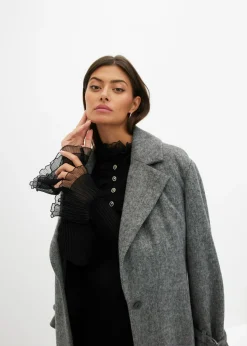 Mujer bonprix bonprix Camiseta de punto fino con volantes de gasa