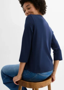 Mujer bonprix bonprix Camiseta de punto grueso de algodón orgánico puro con mangas 3/4