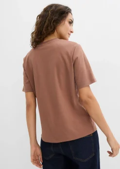Mujer bonprix bonprix Camiseta de punto grueso de algodón orgánico puro (2 unidades)