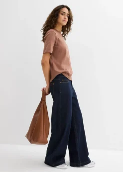 Mujer bonprix bonprix Camiseta de punto grueso de algodón orgánico puro (2 unidades)