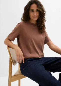 Mujer bonprix bonprix Camiseta de punto grueso de algodón orgánico puro (2 unidades)