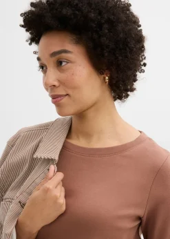 Mujer bonprix bonprix Camiseta de punto grueso con algodón orgánico (3 unidades)