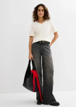 Mujer bonprix bonprix Camiseta de punto grueso de algodón orgánico puro (2 unidades)