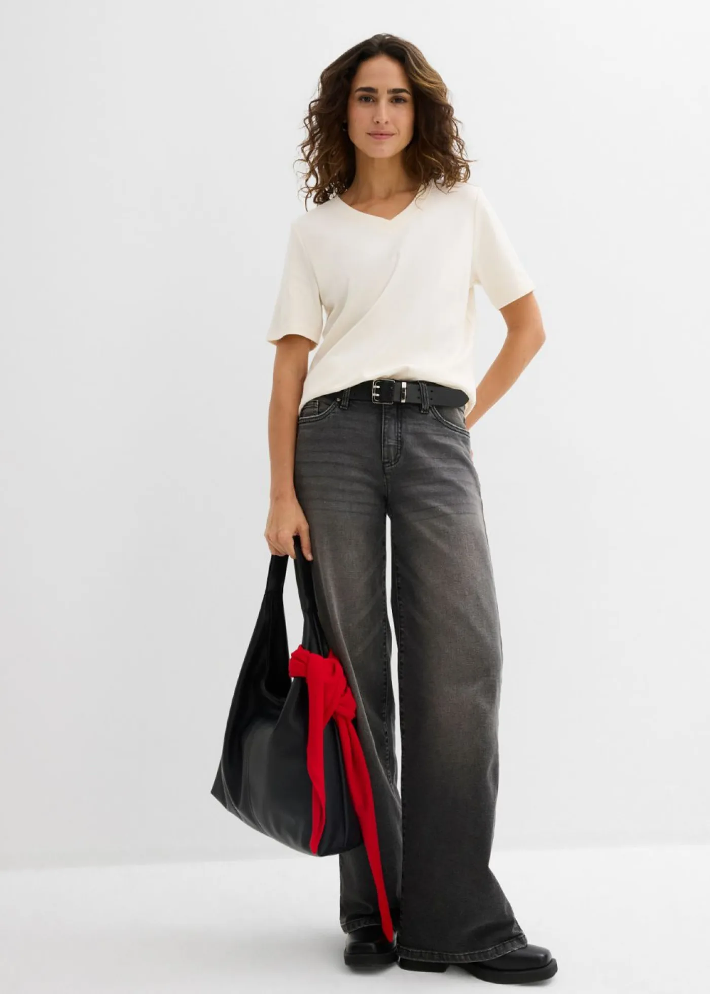 Mujer bonprix bonprix Camiseta de punto grueso de algodón orgánico puro (2 unidades)