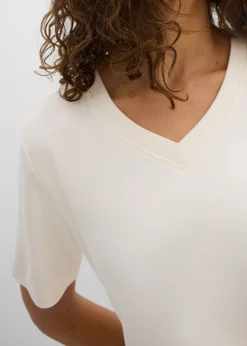 Mujer bonprix bonprix Camiseta de punto grueso de algodón orgánico puro (2 unidades)